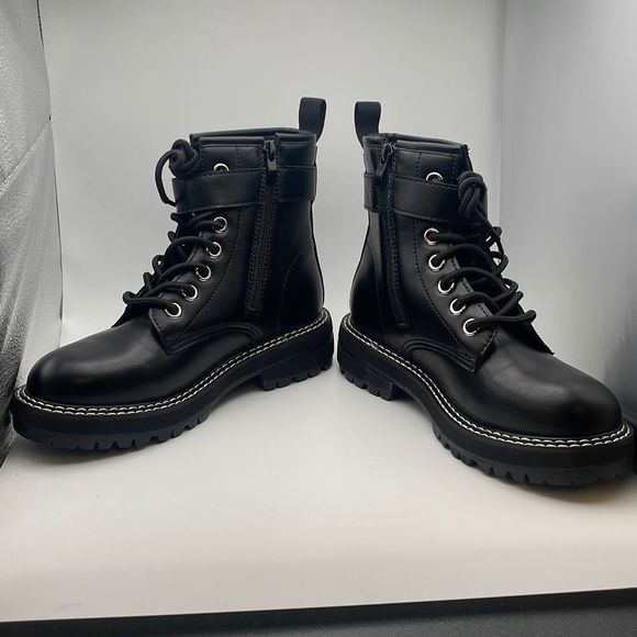 Dunes Women's COMBAT lace up Boot SIZE 6.5 BLACK - Picture 6 of 6